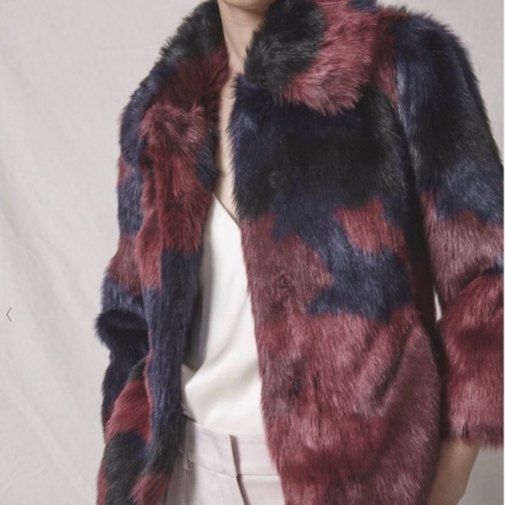 ABS Allen Schwartz Multicolor Faux Fur Jacket - Picture 2 of 6